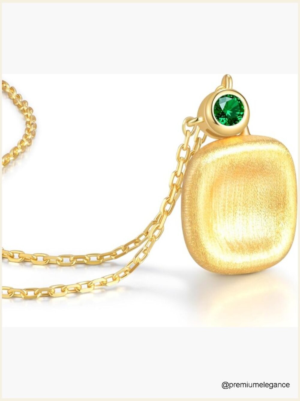 14K Gold Plated Sterling Silver Pendant Necklace with Lab-Grown Emerald